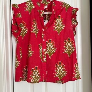 THML Red and Green Floral Blouse